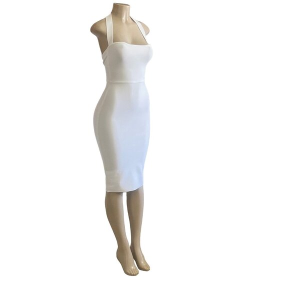 Women's Backless Straight Neck Elegant Bodycon Halter Midi Bandage Dress S - Picture 4 of 6